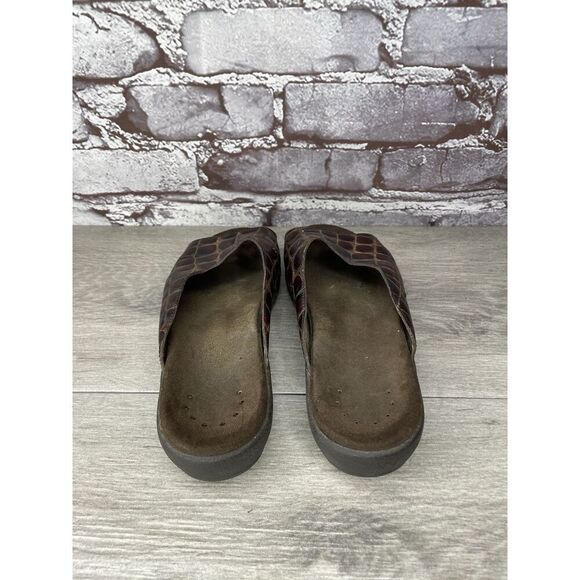 Mephisto Brown Leather Croc Embossed Slip On Slides Sandals Women Sz 35EU/5M US - Picture 3 of 16